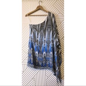 Jay Godfrey Silk One Shoulder Kimono Sleeve Dress